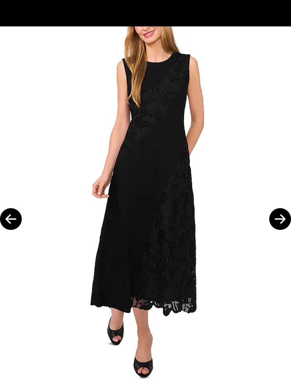 Ted Baker Black Sleeveless Lace-Panel Maxi Dress